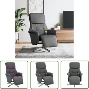 The Living Store Massagestoel verstelbaar met voetensteun stof donkergrijs - Massagestoel - Verstelbare Stoel - Relaxstoel - Wellnessstoeltje - Zithoogte