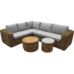 Sumatra XL hoek loungeset 4-delig naturel rotan