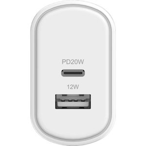 Cygnett PowerPlus 32W USB-C PD Dual Port Wall Charger EU - White