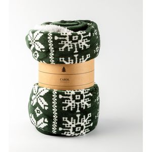 CAROL - Plaid 150x200 cm - fleece deken met sherpa en nordic print - Mountain View