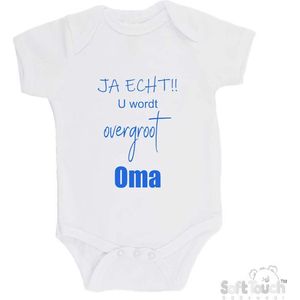 100% katoenen Romper ""JA ECHT!! U wordt overgroot Oma"" Jongens Katoen Wit/blauw Maat 62/68
