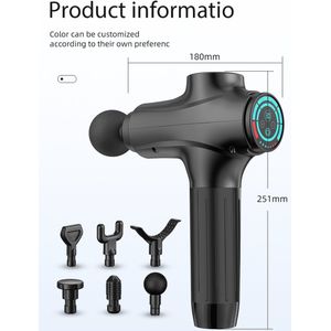 LIVLOV - Professionele Massage Gun - Draadloze Stille Massage - Helder Grijs - 6 Massage Koppen - 30 Intensiteiten