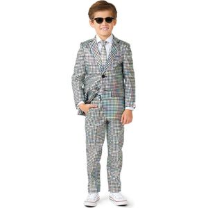 OppoSuits BOYS Discoballer - Jongens Carnavals Pak -Discoballen Outfit - Discobal Zilver - Maat EU 122/128