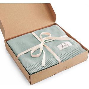 Babydeken van 100% biologisch katoen in mintgroen, premium gebreide deken, fluweelzacht en ademend, ideaal voor de zachte babyhuid met Oeko-Tex Standard 100 en GOTS-certificering