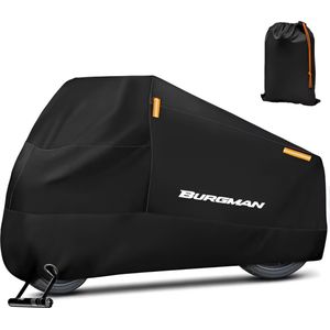 E-shop4u® - Motorhoes - Waterdicht - Outdoor Regen Protector Covers - UV Bescherming - Burgman 400/650/125 - L for 180-200cm - Zwart Met logo