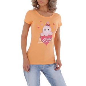 T-shirt getailleerd oranje octopus love L