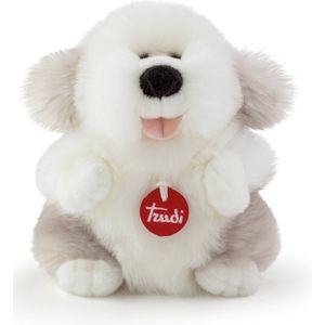 Trudi Fluffy Knuffel Hond 20 cm - Hoge kwaliteit pluche knuffel - Knuffeldier voor jongens en meisjes - Wit Grijs - 16x20x14 cm maat S