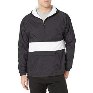 Waterdichte unisex Pullover Windbreaker Jas voor Volwassenen - Zwart/Wit