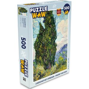 Puzzel Landschap met cipressen - Vincent van Gogh - Legpuzzel - Puzzel 500 stukjes