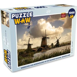 Puzzel Weergave van windmolens op de Zaanse Schans, Nederland - Legpuzzel - Puzzel 1000 stukjes volwassenen