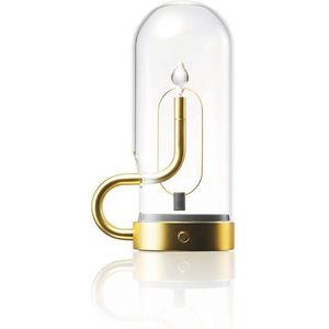 Luxus Tafellamp Touch Deluxe - Pauline - Goud - H15 x Ø9 - Tafellamp - Terraslamp - Bureaulamp - LED - Oplaadbaar - Dimbaar - Draadloos - Industrieel en modern - Op batterijen - Nachtlamp voor de slaapkamer - Tafellamp voor binnen en buiten