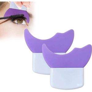 2-delige mascara-wimperbeschermer - Multifunctionele oogmake-up, oogschaduwpad - Wimperbeschermende applicator - Snelle en gemakkelijke oogmake-uptool voor luie mensen - Paars en wit