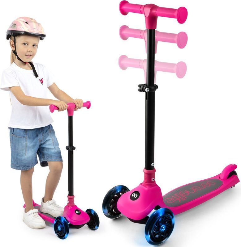 SereneLife - Kinderstep - 3-Wiel - Opvouwbaar - Verstelbaar Stuur - LED Verlichting