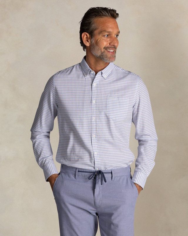 NZA - Blauw - Overhemd - Katoen - Geruit met Knoopsluiting