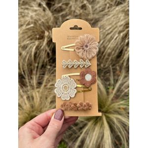 Haarspeldjes voor meisjes - Haaraccessoires meisjes - Haarspeldjes voor meisjes en baby's - Haarknipjes - Haarclips - handgemaakte haaraccessoires – Haarknipjes bloem wol – Cadeautje – Haaraccessoires bruiloft - Taupe