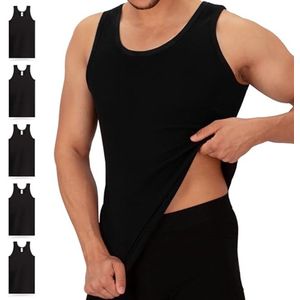 Fijn Geribbeld Heren Tanktop - 5 Stuks - Onderhemd zonder Naden