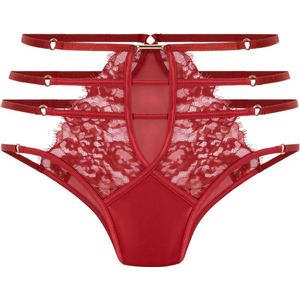 Hunkemöller Dames Lingerie Hoog uitgesneden brazilian met hoge taille Noeki - Rood - maat S