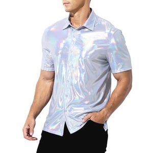 Pailletten T-shirt voor heren - Metallic disco kleding voor jaren '70 thema feesten