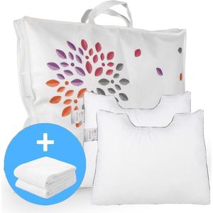 Cinderella Rondo Soft Hoofdkussen Set (2 Kussens + 2 Moltonslopen) - Anti Allergie - 50x60 cm - Wit