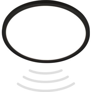 BRILONER Move - LED Badkamerverlichting - plafondlamp met bewegingsmelder - plafonniére met indirect licht - Ø29 cm - zwart