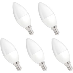 Spectrum - Dimbare LED Kaarslamp - Koud Wit - E14 - 6W - 520 Lumen - 6000K - 5 Stuks