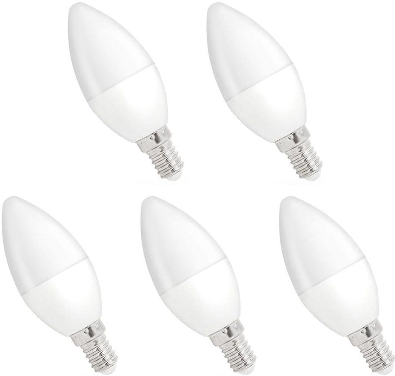 Spectrum - Dimbare LED Kaarslamp - Koud Wit - E14 - 6W - 520 Lumen - 6000K - 5 Stuks