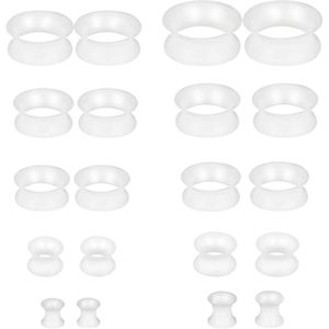 Siliconen Oortunnels Set van 20 stuks, Flexibel en Zacht, Dubbel Uitlopend - Uniseks - 4/5/6/8/10/12/14/16/18/20 mm