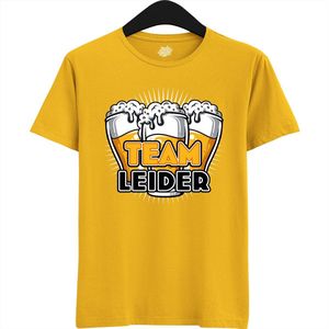 Team Leider | Vrijgezellenfeest Cadeau Man - Groom To Be Bachelor Party - Grappig Bruiloft En Bruidegom Bier Shirt - T-Shirt - Unisex - Geel - Maat XL