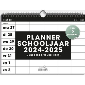 Hobbit - Familieplanner Spiraal - 2024-2025 - 1 week op 1 pagina - A4 (21 x 29,7 cm) - Zwart