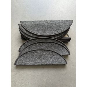 Cherchie Trapmatten Set – 15 stuks – Antraciet – 56x17x3,5 cm – Halfrond – Antislip Trapbescherming