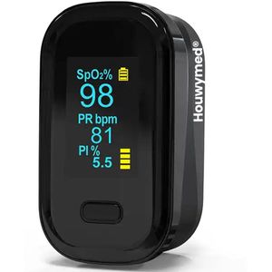 Professionele Saturatiemeter - Oximeter Pulse - HouwyMed - Zwart - Zuurstofmeter Vinger - Hartslagmeter - Oximeter - Saturatiemeter Zuurstofmeter Vinger