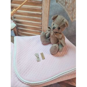 Baby deken 75x100, roze deken -wiegdeken- kinderwagen deken- winter deken- katoen- soepel- kindvriendelijk - 2223