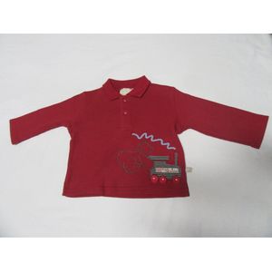 noukie's , jongens ,polo met lange mouw  , rood , 12 maand 80