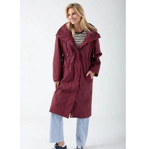 Regenjas dames - Donker Rood - Maat XS - Lange Regenjas