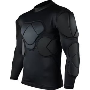 E-shop4u® - Keeper Jersey - Gepadde Ellebogen - Ademend & Licht - Logo Aangepast - Mannen - Maat S - Zwart Lange Mouw