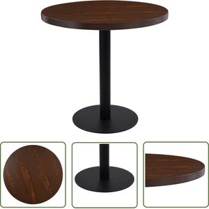 The Living Store Bistrotafel 80 cm MDF donkerbruin - Bistrotafel - Houten Tafel - Donkere Tafel - Kleine Tafel - Cafe Tafeltje