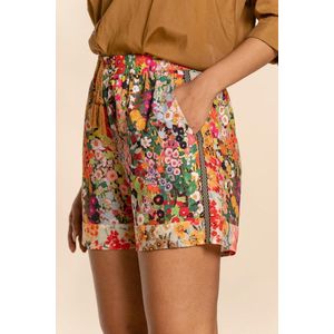 Geisha Broek Shorts Allover Flowerprint 21126 81 Green/tabacco Dames Maat - XS