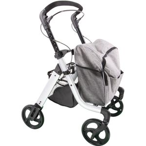 Premis Alino In/Outdoor hybride rollator met koeltas en apart boodschappen netje - houdt versnaperingen koel - Opklapbeveiliging - In hoogte verstelbaar - Aluminium met beige Koeltas