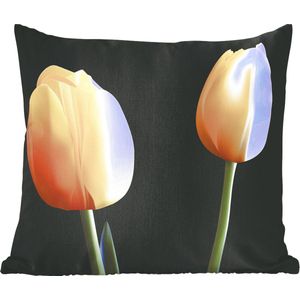 Sierkussens - Kussen - Een vector illustratie van twee gele tulpen - 60x60 cm - Kussen van katoen
