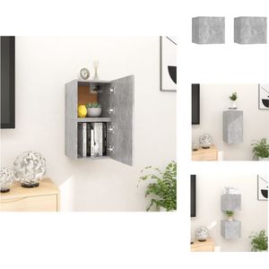 vidaXL TV-meubel betongrijs 30.5x30x30cm - Bewerkt hout - Links of rechts openend - Montage vereist - Kast