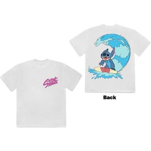 Disney - Stitch Surf Heren T-shirt - S - Wit