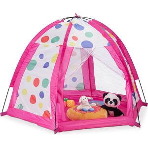 Relaxdays speeltent koepel - kindertent binnen - roze kinderspeeltent tuin - kinderkamer