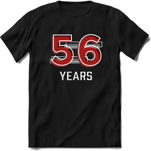 56 Years - Feest kado T-Shirt Heren / Dames - Rood / Grijs - Perfect Verjaardag Cadeau Shirt - grappige Spreuken, Zinnen en Teksten. Maat M