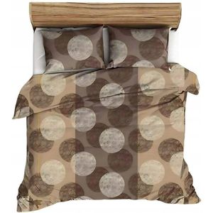 Flanellen dekbedovertrek 160x200 cm - Geometrisch Bruin & Crème