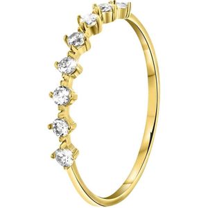 Lucardi Dames Ring met zirkonia - Ring - Cadeau - 14 Karaat Goud - Geelgoud
