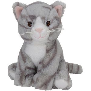 Pluche dieren knuffels Kat/poes van 21 cm - Knuffeldieren speelgoed