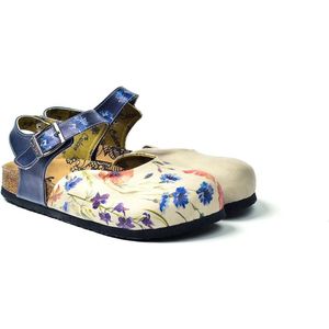 GOBY Clogs met Bloemenprint – Handgemaakt – Hoge Kwaliteit – Maat 36