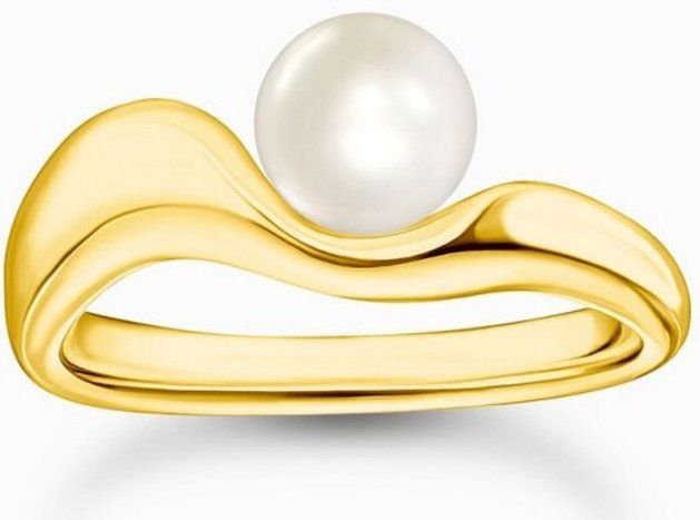 Thomas Sabo - Ring - Gerecycled Zilver - Geel Goud Verguld - Wit Parel