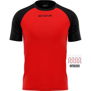 Givova - Capo - Sport T-shirt - Rood/Zwart - Korte Mouwen