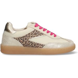 Braqeez 425290-994 Meisjes Lage Sneakers - Beige/Print - Leer - Veters